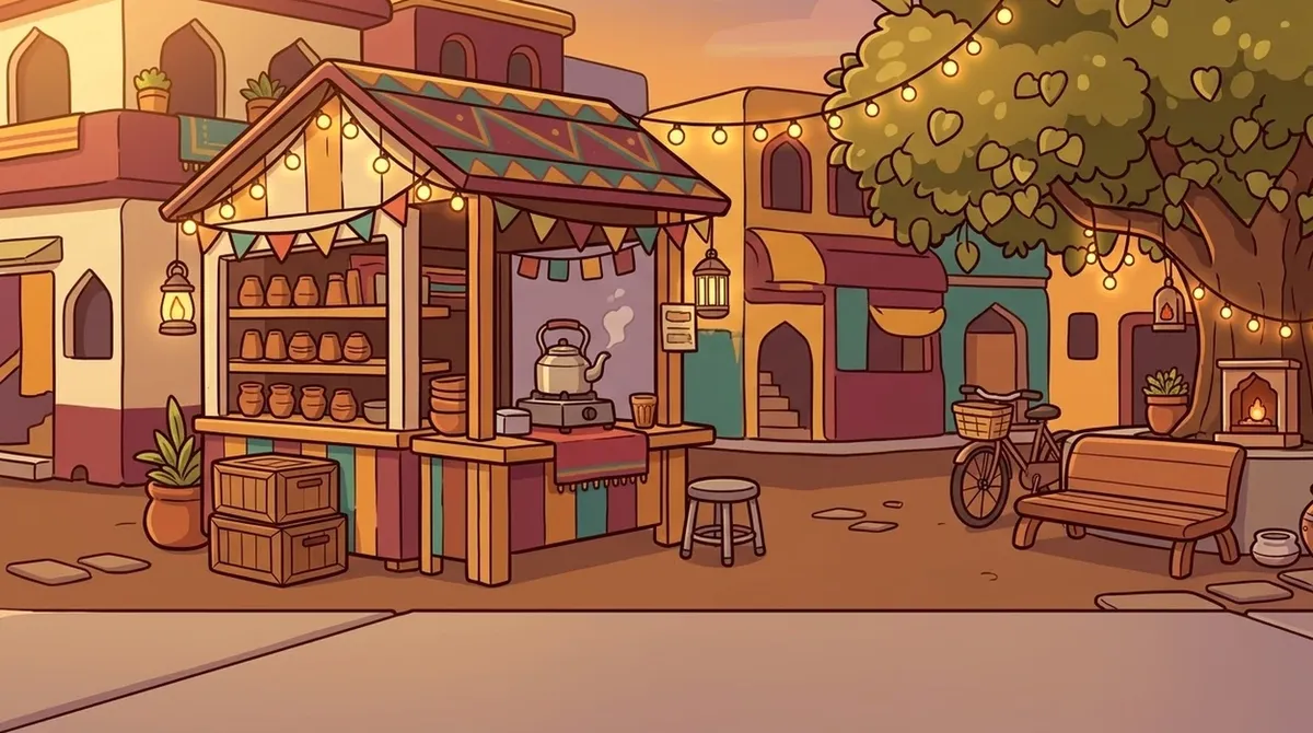 The tea stall at dusk